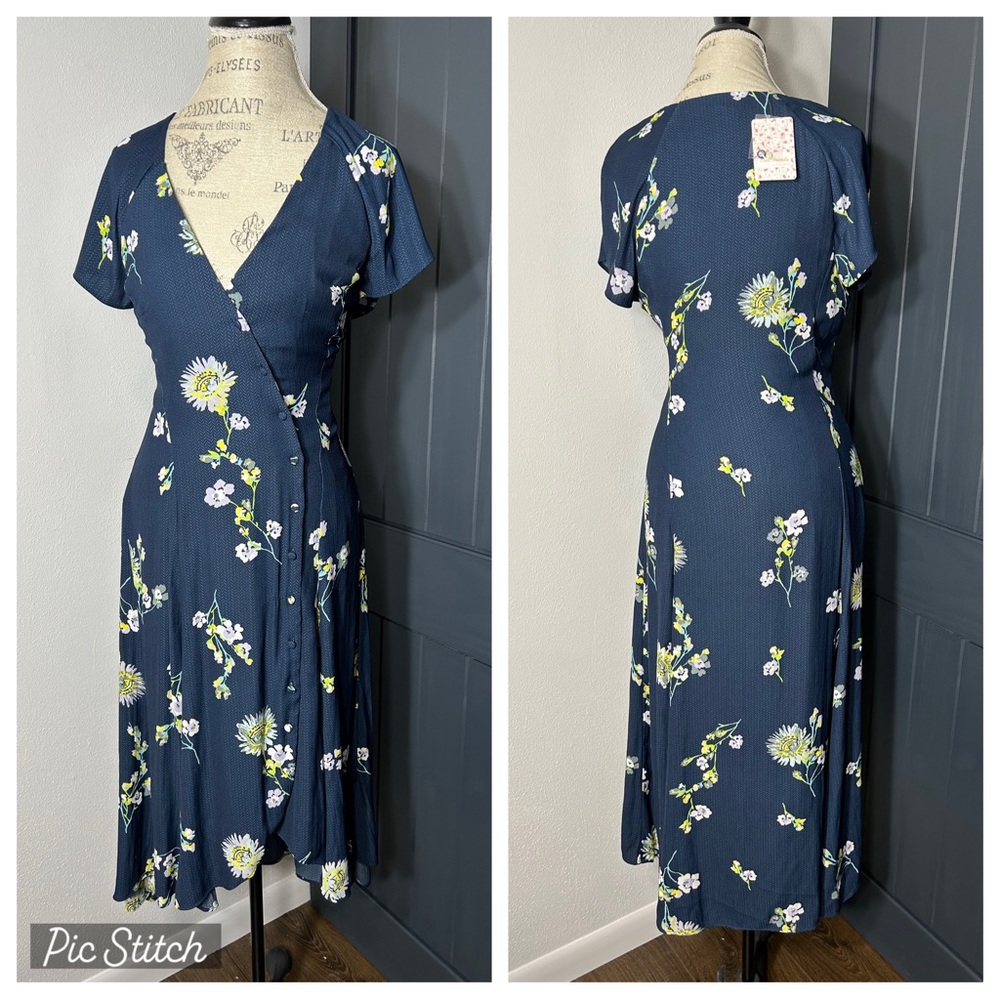 Free People Blue Floral High Low Midi Dress